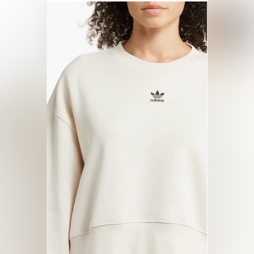 Adidas Women's Cream Cropped Crew Sweatshirt